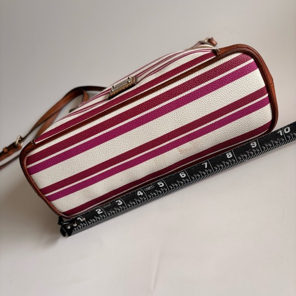 Dooney & Bourke Magenta and White Striped Crossbody Bag - Picture 13 of 17